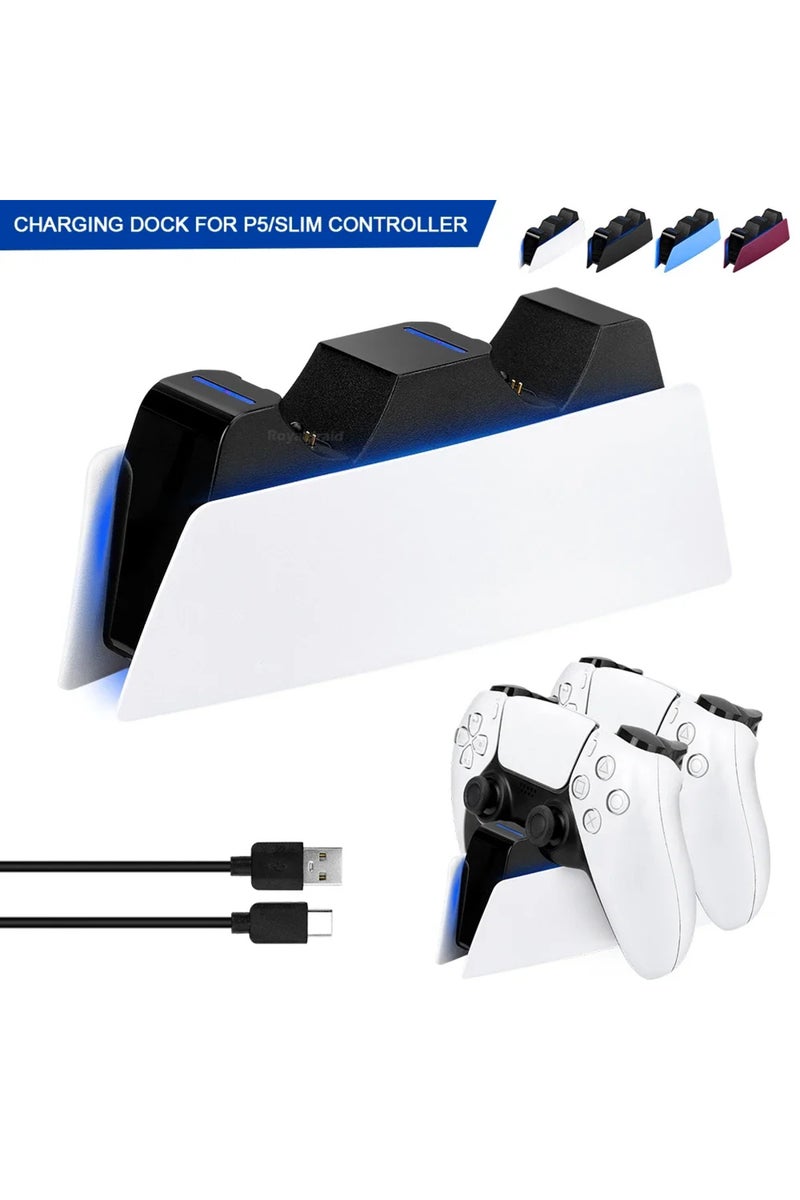 White 30th Anniversary Controller Charging Station Dual Fast Charger Dock for PS5 DualSense Wireless