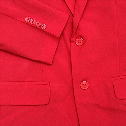 U LOOK UGLY TODAY Men's Party Suit Solid Color Prom Suit for Themed Party Events Clubbing Jacket with Tie Pants Red L - Image 4