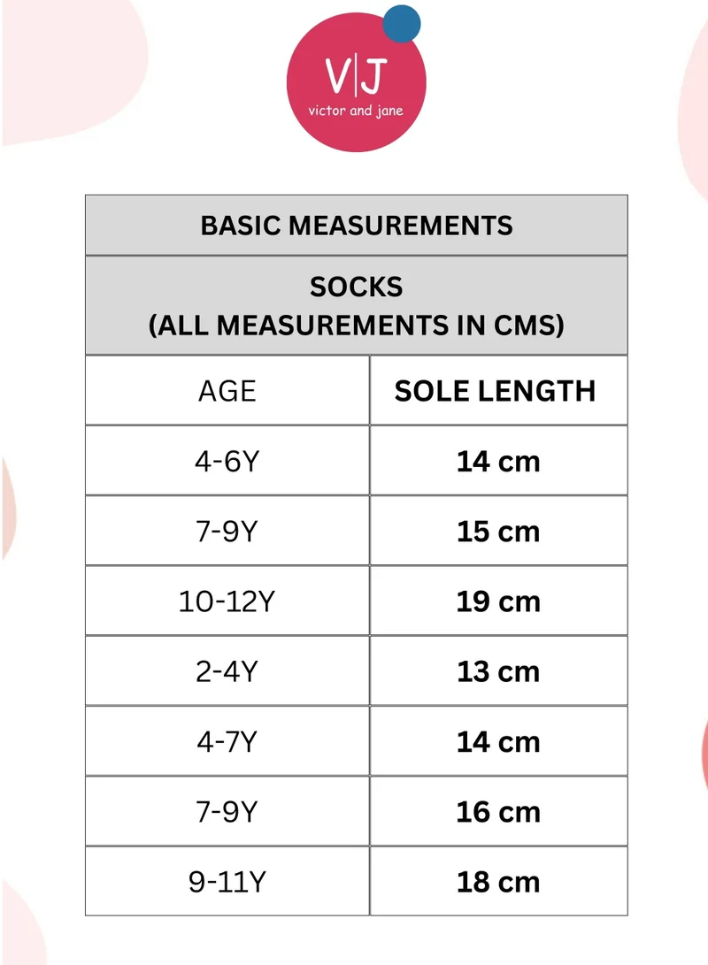 victor and jane Girls 3 Pairs Cuff Crew Length School Socks