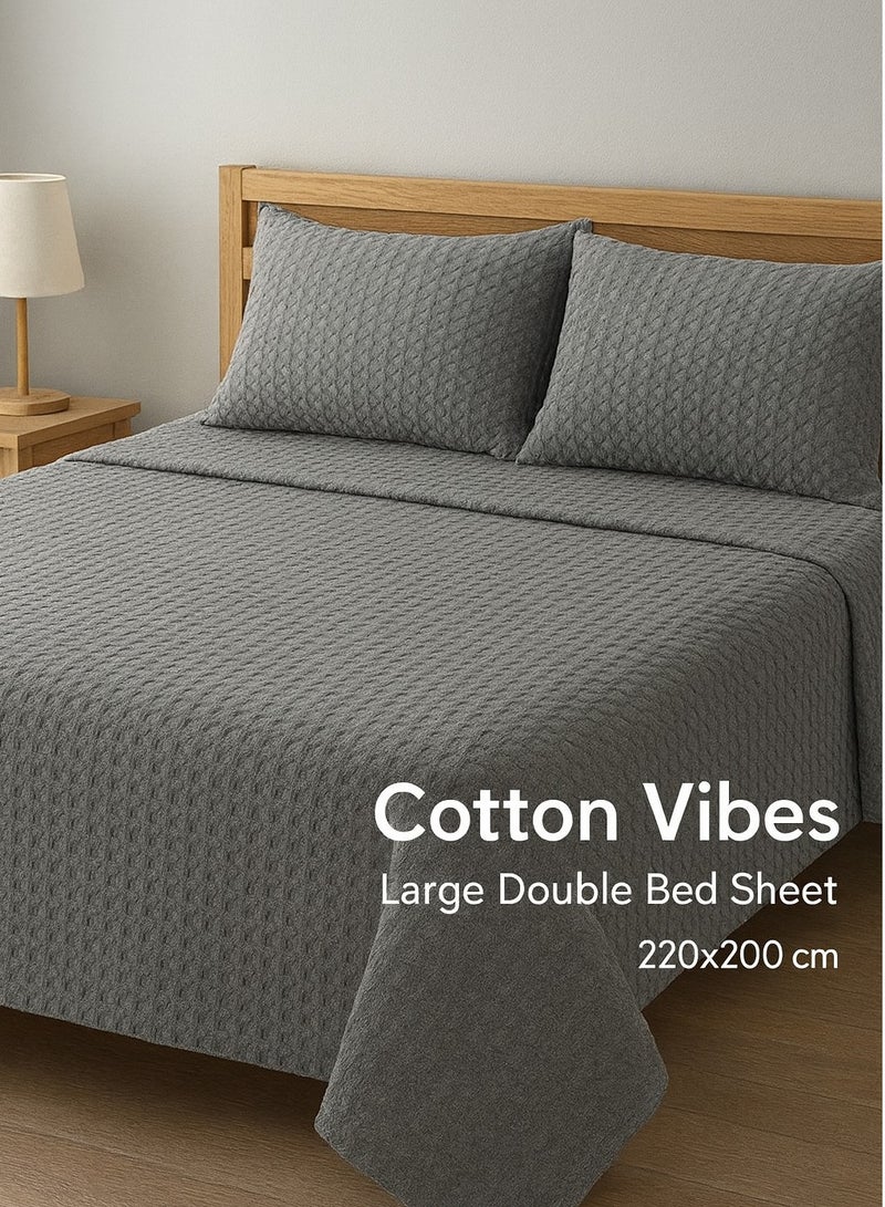 كوتن فايبس كوتون فايبس - ملاءة سرير مزدوجة كبيرة باللون الرمادي 220 × 200 سم - Image 5