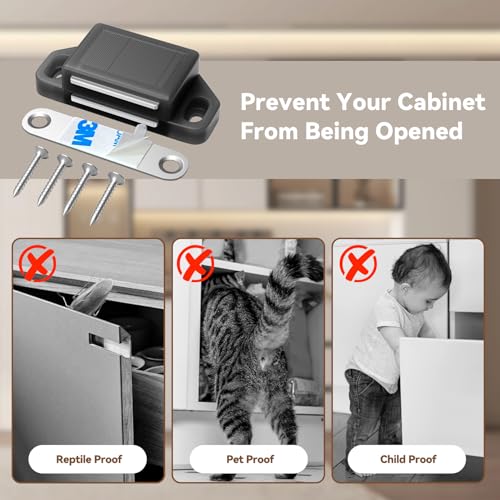 Tonitrui Cabinet Magnetic Catch Door Latch 30LB for Kitchen Drawer Magnets to Stay Closed Magnetic Catch Closet for Drawer（Black 12 Pack） - Image 5