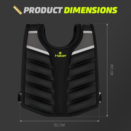 HACER Weighted Vest with Metal Plates Strength Training Equipment Adjustable Straps Weights for Men and Women Gym Workout Running (Pack of 1, Black, 6.5kg) - Image 2