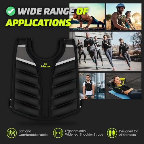 HACER Weighted Vest with Metal Plates Strength Training Equipment Adjustable Straps Weights for Men and Women Gym Workout Running (Pack of 1, Black, 6.5kg) - Image 5