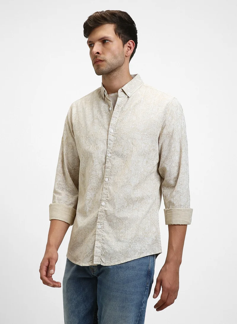Dennis Lingo Khaki Casual Shirt for Men - Slim Fit, Cotton