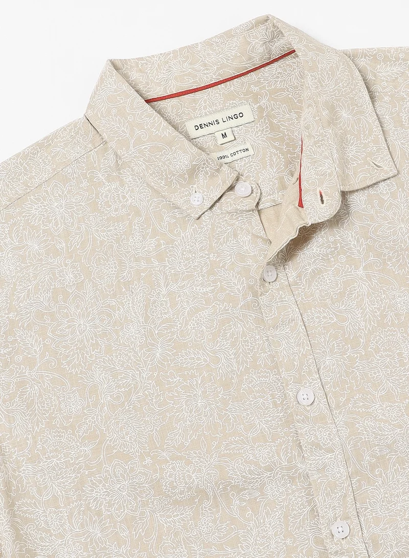 Dennis Lingo Khaki Casual Shirt for Men - Slim Fit, Cotton