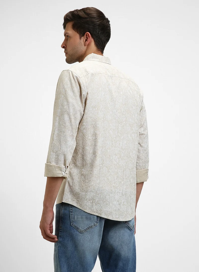 Dennis Lingo Khaki Casual Shirt for Men - Slim Fit, Cotton