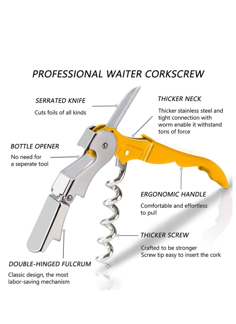 SYOSI Waiter Corkscrew Heavy Duty Chrome Waiter Corkscrew Drink Opener with Foil Cutter Professional 4Pack Key for Bartenders and Waiter Black Bottle Opener  - Image 4