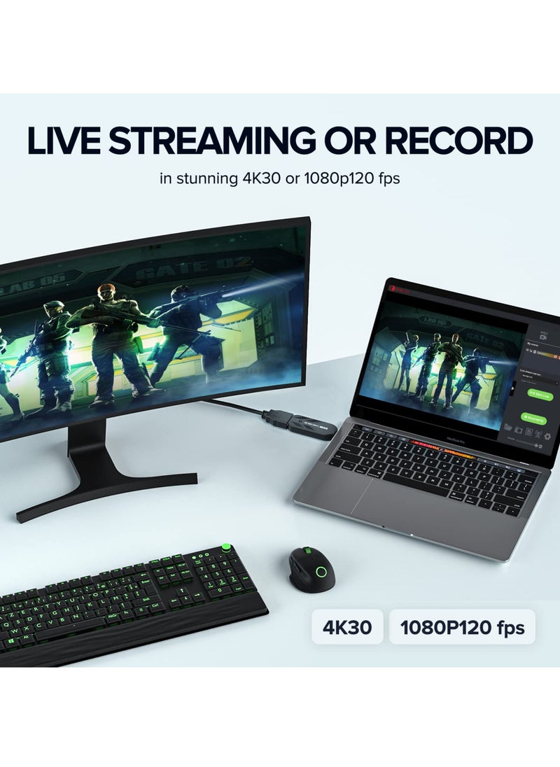 SYOSI - 4K Video Capture Card, Cam Link HDMI to USB 3.0, Full HD 4K30/1080p120, Low-Latency Capture for Gaming, Streaming, Live Broadcast, Online Teaching, Conference - Image 1