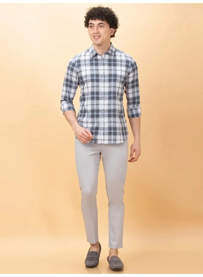 Being Human Mens Grey Checks Long Sleeve Shirt