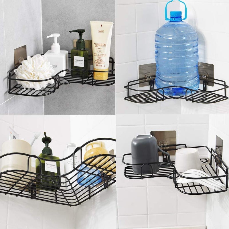 ZOSOE Metal Bathroom Organiser Without Drill Bathroom Corner Shelf Adhesive Stand for Corner Rack for Bathroom, Shampoo Holder Multipurpose Bathroom Shelf (Pack of -2) - Image 4