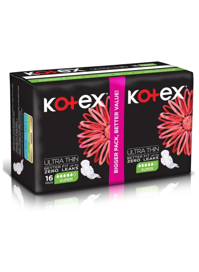 كوتكس الترا الرفيعه فوط سوبرمع الاجنحه 16فوطه