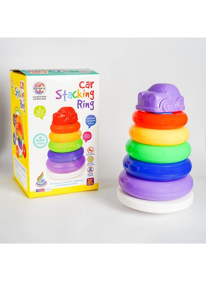 RATNA'S Car Stacking Ring Plastic Stack Up Educational Toy Multicolor 5 Rings Tower Construction Toys for Baby & Kids - Image 1