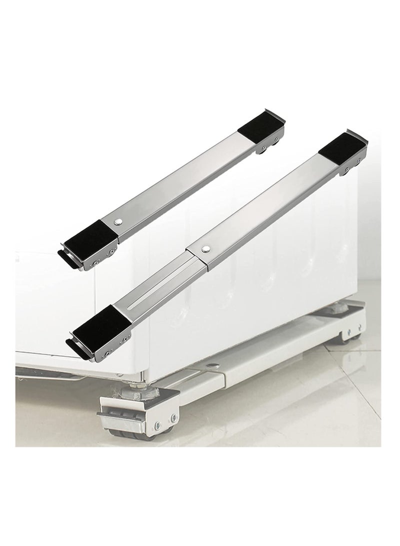 2 Pieces Adjustable Washing Machine Pedestals Frame ， Drum Washing Machine Refrigerator Mobile Base ， Multifunction Washing Machine Base Stand Movably Adjustable - Image 1