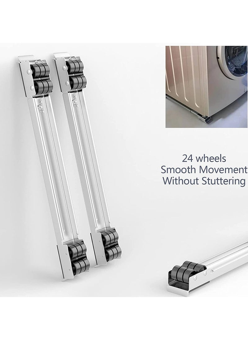 2 Pieces Adjustable Washing Machine Pedestals Frame ， Drum Washing Machine Refrigerator Mobile Base ， Multifunction Washing Machine Base Stand Movably Adjustable - Image 3