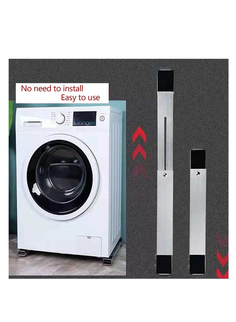 2 Pieces Adjustable Washing Machine Pedestals Frame ， Drum Washing Machine Refrigerator Mobile Base ， Multifunction Washing Machine Base Stand Movably Adjustable - Image 4