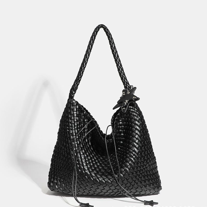 Hand-Woven Bag, Bucket Bag, Fashionable Handbag, High-End Niche Design Shoulder Bag, Casual Lazy Style Women'S Bag - Image 5