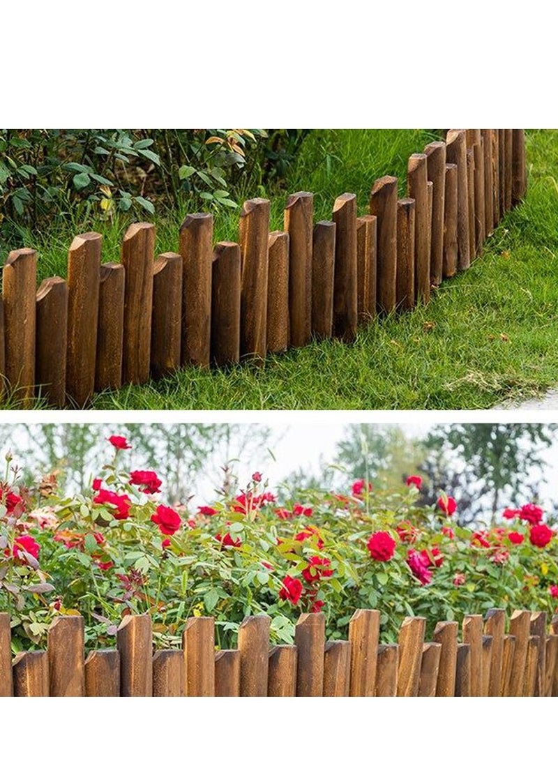 LINGWEI Wooden Picket Fence Brown 120x35cm - Image 1