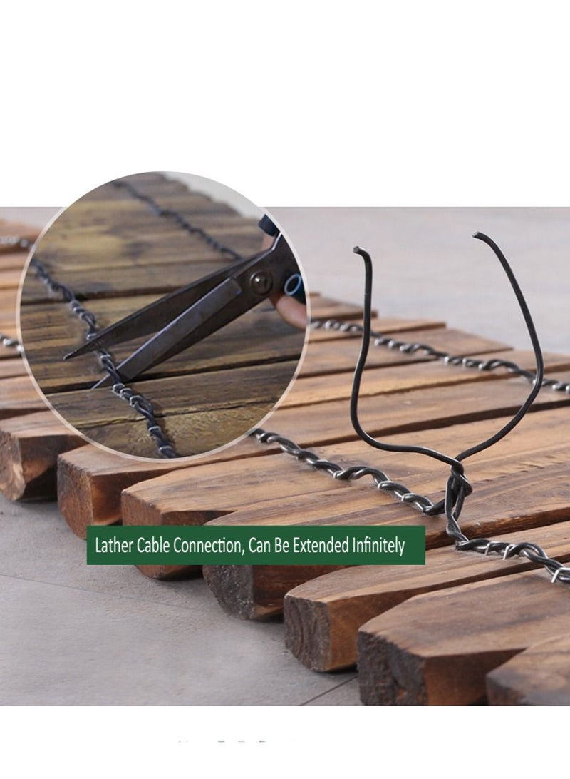 LINGWEI Wooden Picket Fence Brown 120x35cm - Image 4