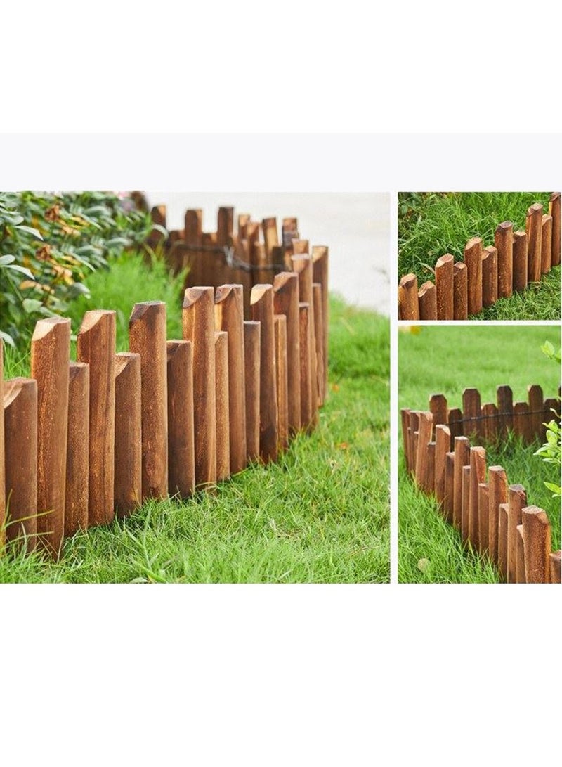 LINGWEI Wooden Picket Fence Brown 120x35cm - Image 2
