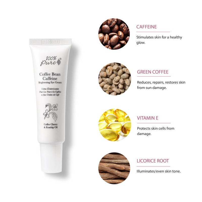 100 % Pure 100% PURE Coffee Bean Caffeine Eye Cream Refresh & Hydrate Under Eye Treatment Reduce Puffiness, Dark Circles, Wrinkles with Green Tea, Rose Hip, Vitamin E - Youthful Vibrant Eyes - Vegan - 1 oz - Image 5