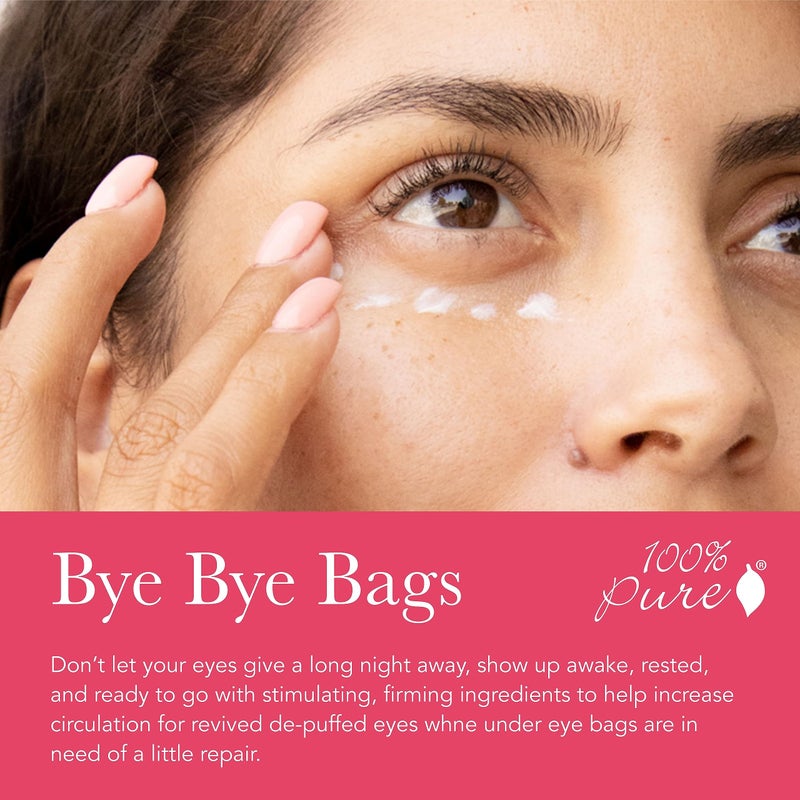 100 % Pure 100% PURE Coffee Bean Caffeine Eye Cream Refresh & Hydrate Under Eye Treatment Reduce Puffiness, Dark Circles, Wrinkles with Green Tea, Rose Hip, Vitamin E - Youthful Vibrant Eyes - Vegan - 1 oz - Image 4