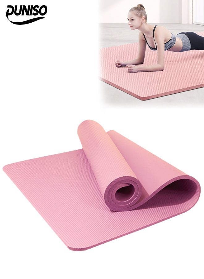 DUNISO 10mm Anti-Slip Yoga Mat，Anti-Tear Exercise Mat for Men & Women， Knees Supportive Exercise Mat，for Home Yoga, Pilates, Stretching, Floor & Fitness Workouts，185*61cm，Pink  - Image 1