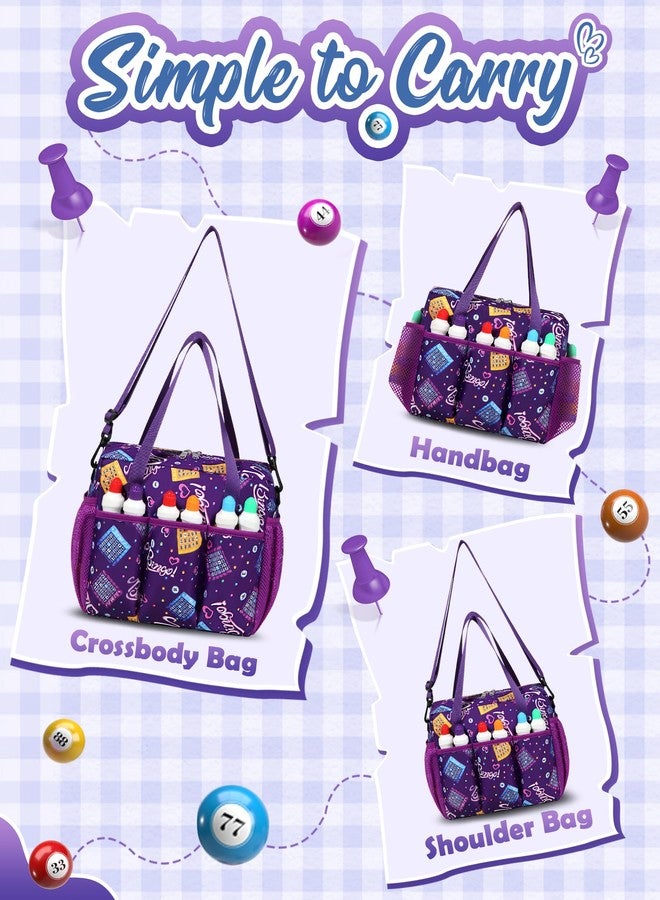 FOKDUVB Purple Bingo Bag with Pockets for Bingo Accessories Bingo Tote for Bingo Game Items Equipment Bingo Dauber Bag for Bingo Markers Bingo Bags for Women Casino Bingo Gift Ideas Bingo Prizes for Seniors - Image 3