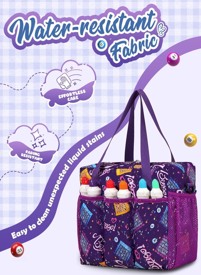 FOKDUVB Purple Bingo Bag with Pockets for Bingo Accessories Bingo Tote for Bingo Game Items Equipment Bingo Dauber Bag for Bingo Markers Bingo Bags for Women Casino Bingo Gift Ideas Bingo Prizes for Seniors - Image 5