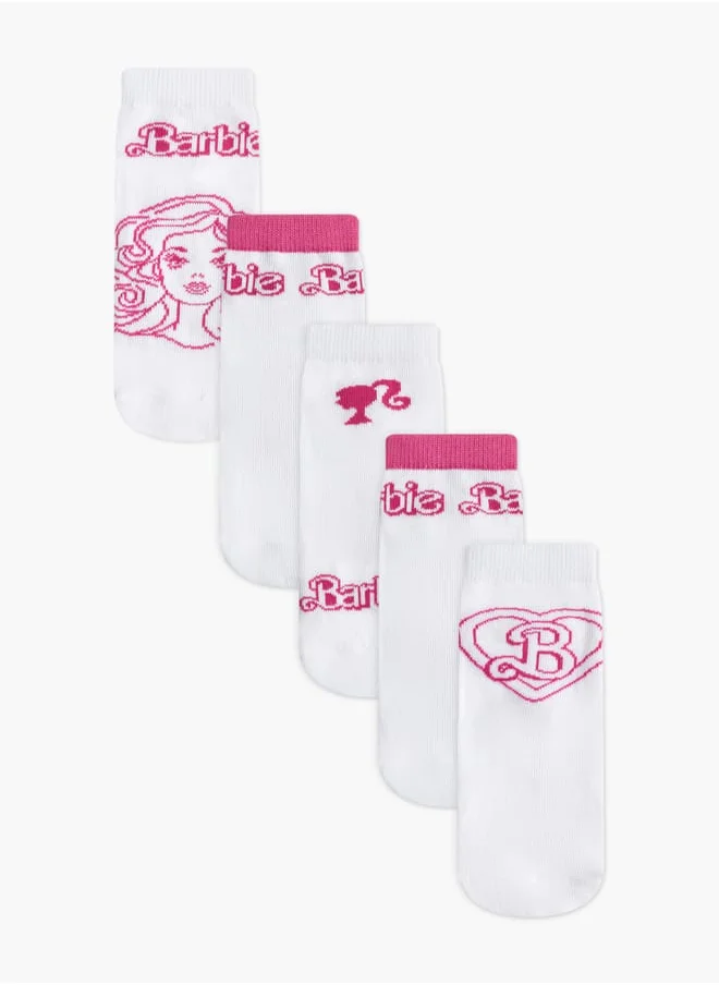 باربي Girls Print Non-Terry Ankle Length Socks - Set of 5