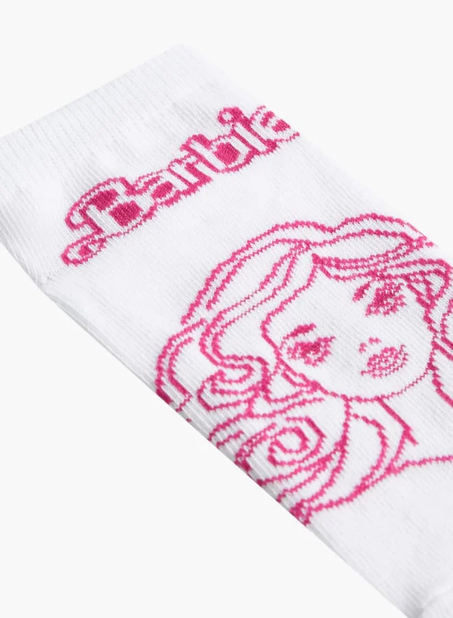 Barbie Girls Print Non-Terry Ankle Length Socks - Set of 5