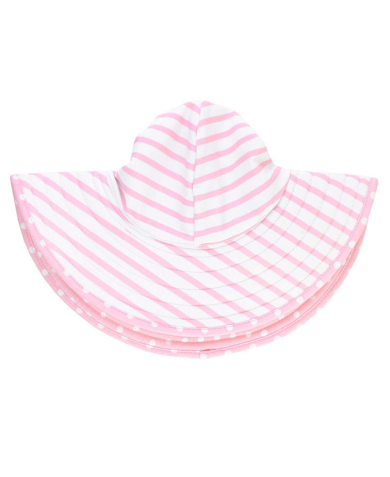 RuffleButtsÂ® Baby/Toddler Girls UPF 50+ Sun Protective Wide Brim Swimwear Sun Hat - Pink Polka Dot, 12m-2T - Image 5