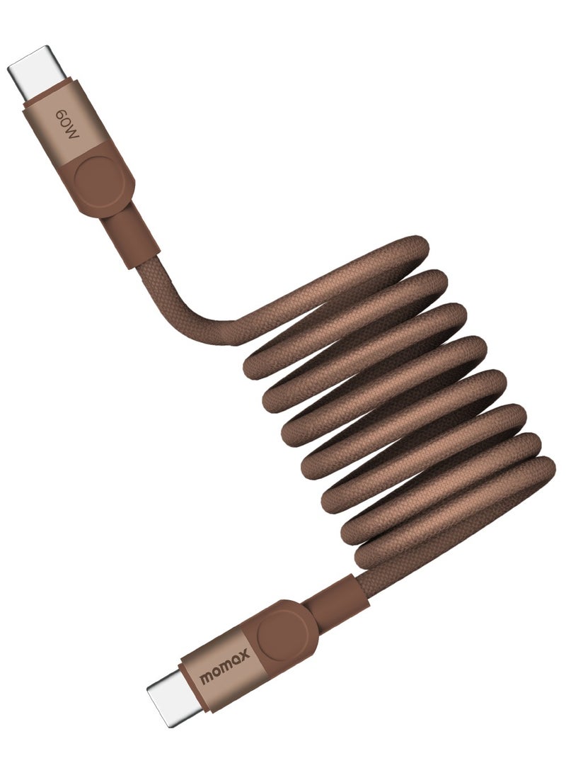 Momax Mag Link 60W QC 3.0 (2 Meter) USB-C to USB-C Fast Charging Magnetic Cable - Desert Titanium - Image 2