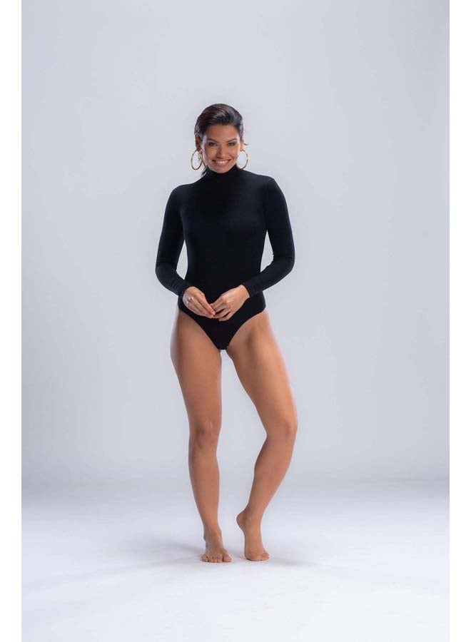 Carina Spanish High Neck Bodysuit Black