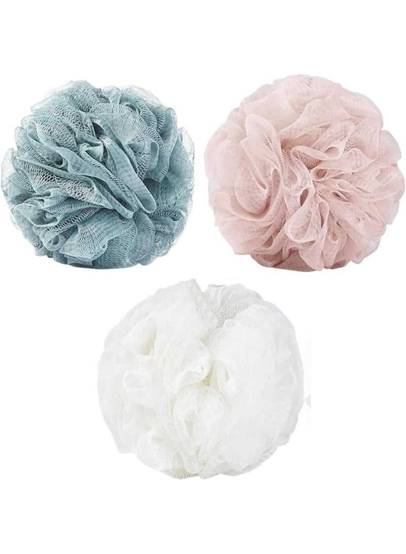 Shower Loofahs Bath Sponge, 60g each, Shower Sponge, Exfoliating Mesh Brush Pouf Bath Scrunchies Body Wash Puff, Shower Puff, Body Scrubber, Shower Accessories (3 pack)