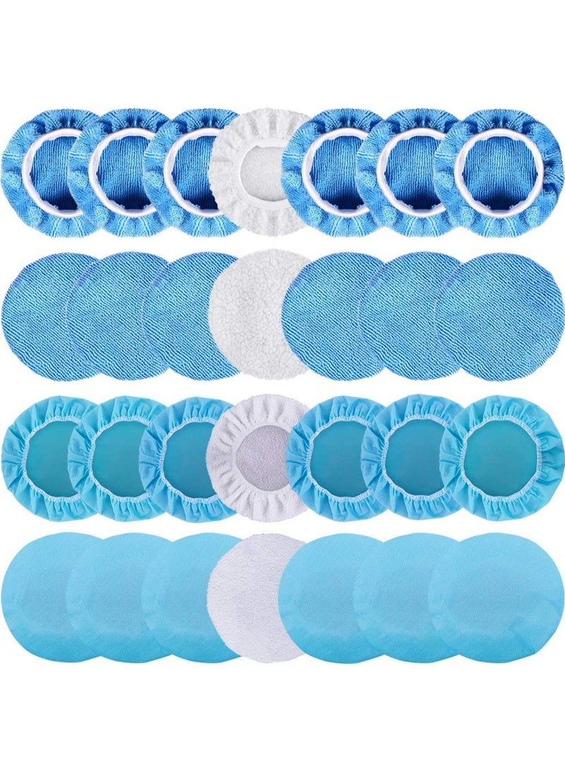 28 Pieces Car Orbital Buffer Polisher Pad Bonnet Microfiber Max Bonnet Polishing Buffing Pad Cover (5-6 Inches) - Image 1