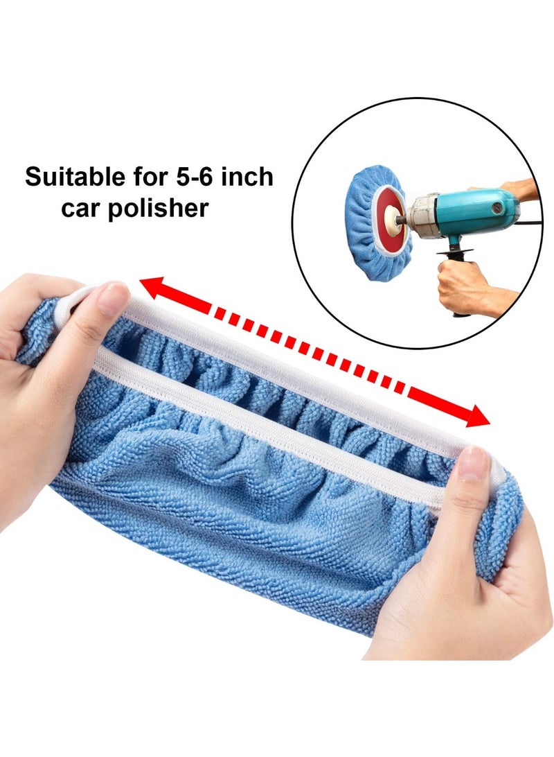 28 Pieces Car Orbital Buffer Polisher Pad Bonnet Microfiber Max Bonnet Polishing Buffing Pad Cover (5-6 Inches) - Image 3
