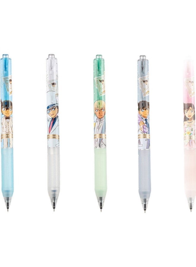 AIHAO 【Christmas Gift】Aihao (Aihao) Conan Co-Branded Neutral Pen Stationery Set 0.5 Student Press Black Pen St High-Value Brush Pen Gift Box 5Pcs 2003 - Image 1