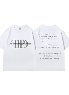 Generic Taylor Swift Tshirt Tour Merchandise Eras Tour Short Sleeve round Neck Loose Fit Youthful Wool Blend Casual Abstract Pattern Tshirt TTPD 2 white 