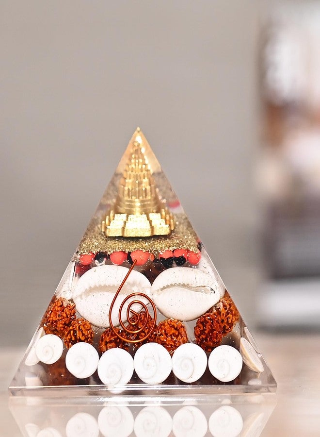 ZAICUS Laxmi Pyramid with Shree Yantra & Gomti Chakra 90mm - Powerful Vastu Symbol for Wealth, Prosperity & Positive Energy - Ideal Spiritual Gift for Financial Success & Growth - Image 1