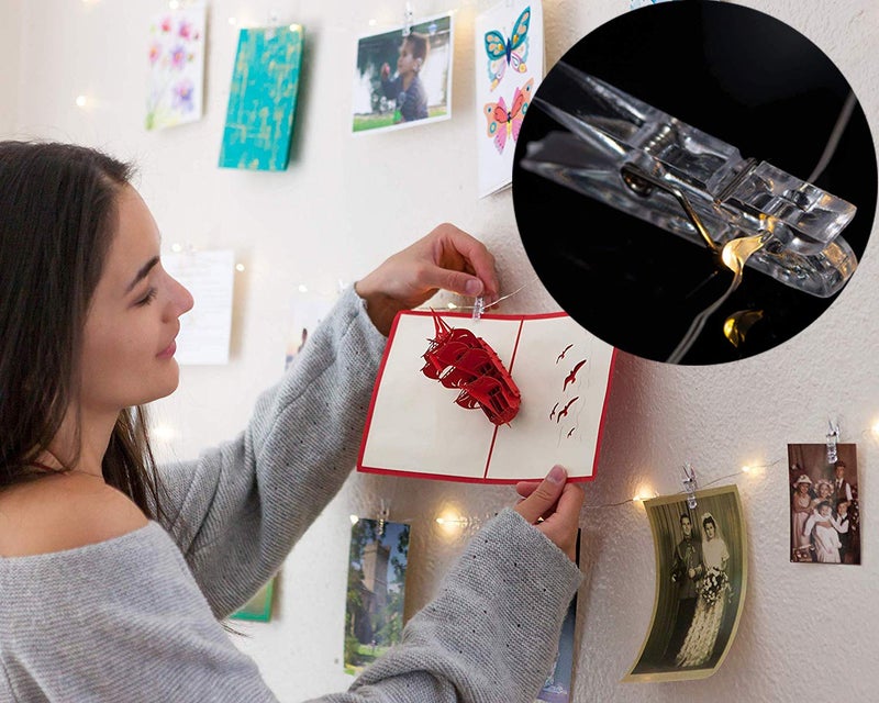 LECLSTAR 50 LED Photo Clips String Lights, 17ft with Remote - 8 Modes Fairy Lights to Clip on Pictures, Photos, Cards - Image 2