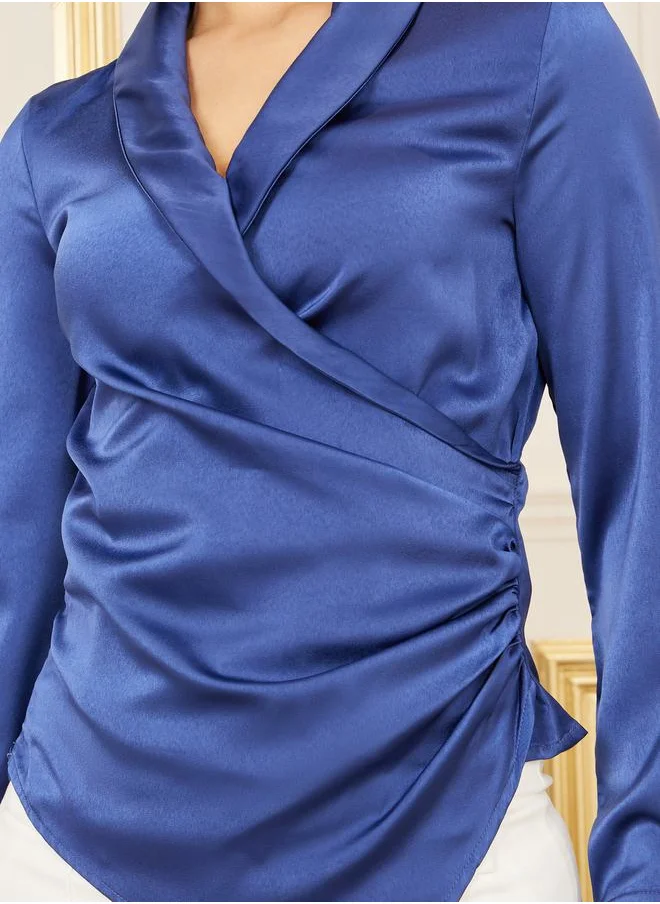 ستايلي Satin Gathered Detail Wrap Style Top