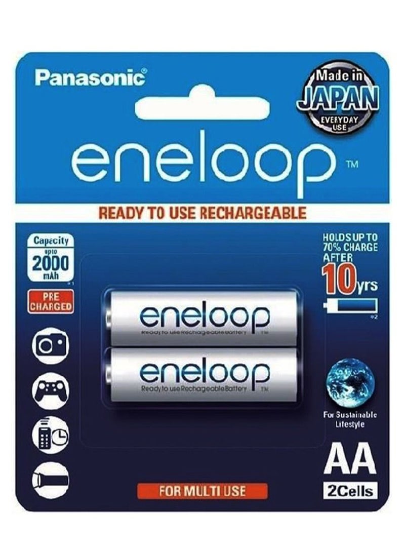 Panasonic 2 Pieces Eneloop AA Rechargeable Batteries  - Image 1