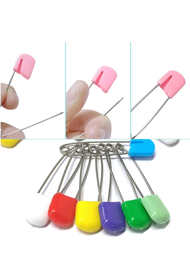 Y&D - Diaper Pins, 50 Pieces of Colorful Pins Hanging Children's Plastic Buckle with Safety Locking Closure Baby's Hooks Quick Drying (5.4 cm) - Image 1