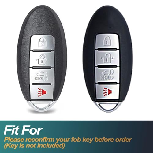 FEYOUN Key Fob Cover Compatible with Nissan Altima Armada GT-R Sentra Versa Infiniti Q50 Smart 4 Buttons TPU Remote Keyless Key Fob Case Protection Shell Accessories, White - Image 2