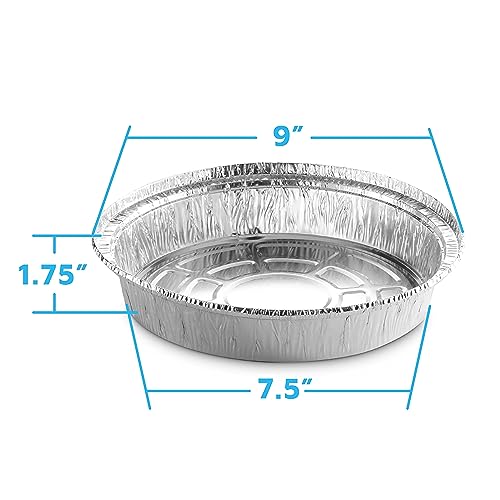 MontoPack 9” Round Aluminum Foil Pans | Disposable Containers with Straight Walls for Storing, Serving, Baking & Reheating | Freezer and Oven Safe, Recyclable, USA-Made | 50-Pack of Tins for Meal Prep - Image 2