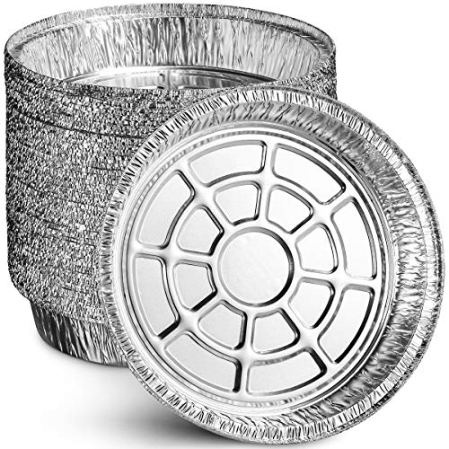 MontoPack 9” Round Aluminum Foil Pans | Disposable Containers with Straight Walls for Storing, Serving, Baking & Reheating | Freezer and Oven Safe, Recyclable, USA-Made | 50-Pack of Tins for Meal Prep - Image 1