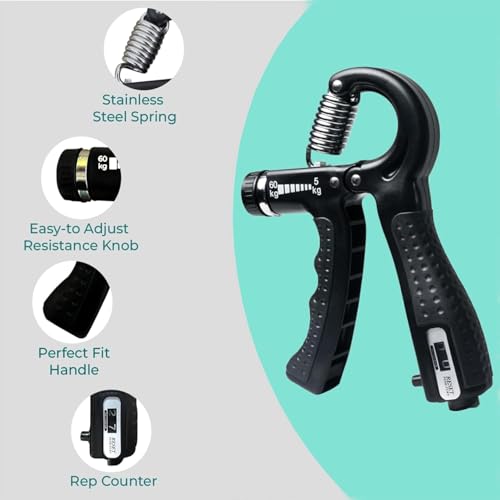 SUREFIT Double Spring Tummy Trimmer with Hand Grip Strengthener with Digital Counter (5-60 kg Adjustable) | Home Gym Equipment for Abs Workout, Belly Fat Loss, Chest Expander & Forearm Strength - Image 5