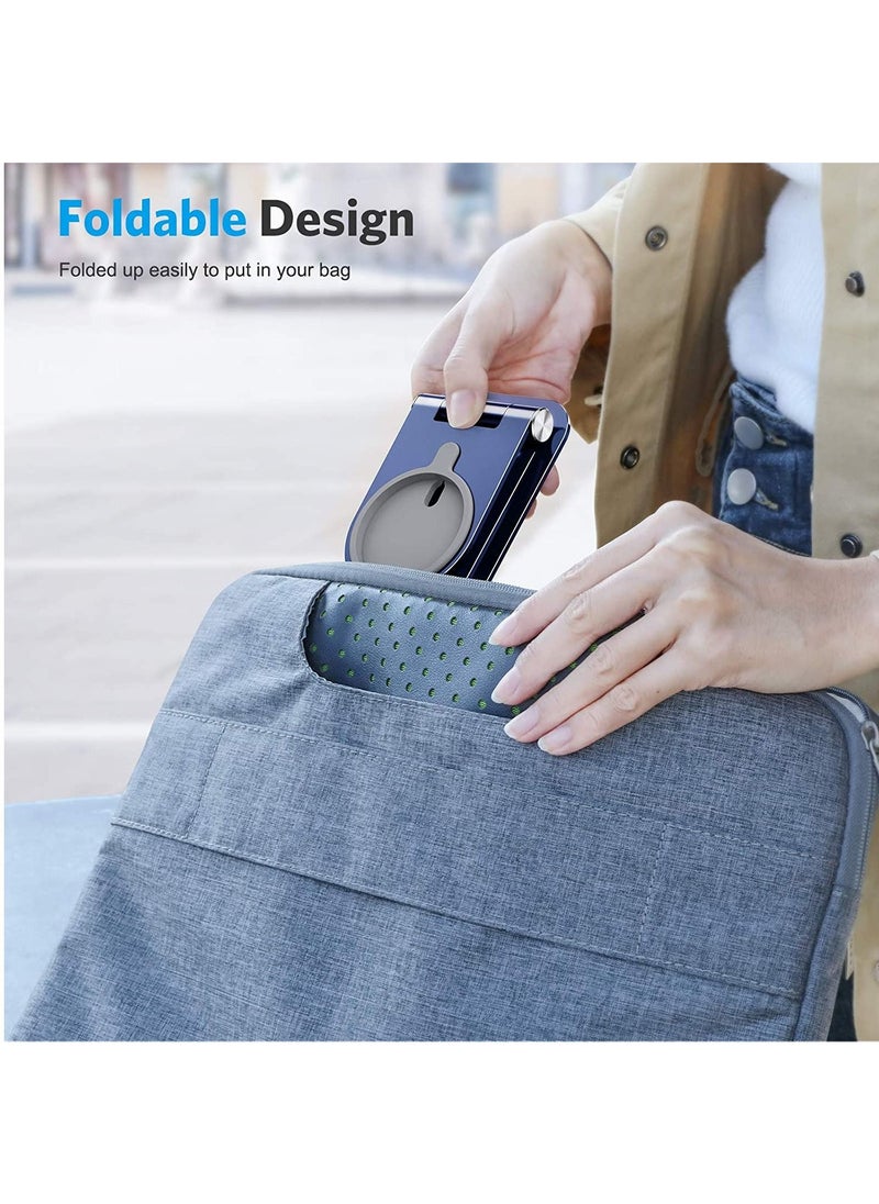 MagSafe Charger Stand, Foldable Aluminum Mobile Phone Stand Holder for Magsafe Charger Compatible with iPhone 12/12 Pro/ 12 Mini/ 12 Pro Max, MagSafe Charger Not Included, Blue