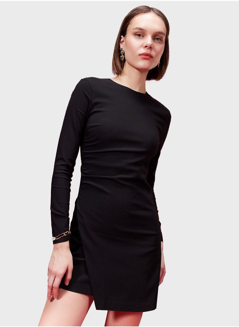 DeFacto Boat Collar Mini Short Sleeve Knitted Dress  - Image 2