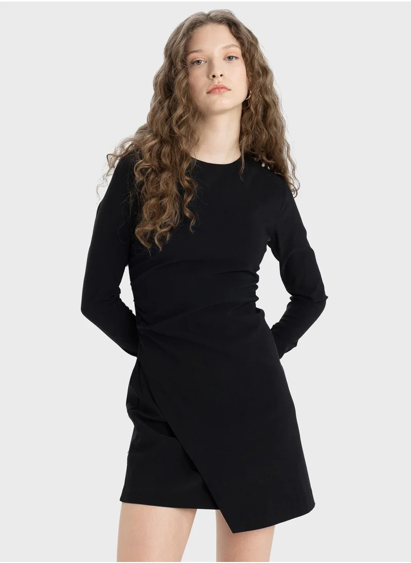 DeFacto Boat Collar Mini Short Sleeve Knitted Dress